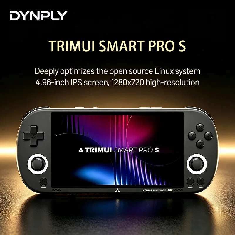 جهاز ألعاب محمول TRIMUI SMART PRO S بشاشة IPS مقاس 4.96 بوصة، معالج Allwinner A523، عصا تحكم Hall، إضاءة RGB، مشغل ألعاب TG5050
