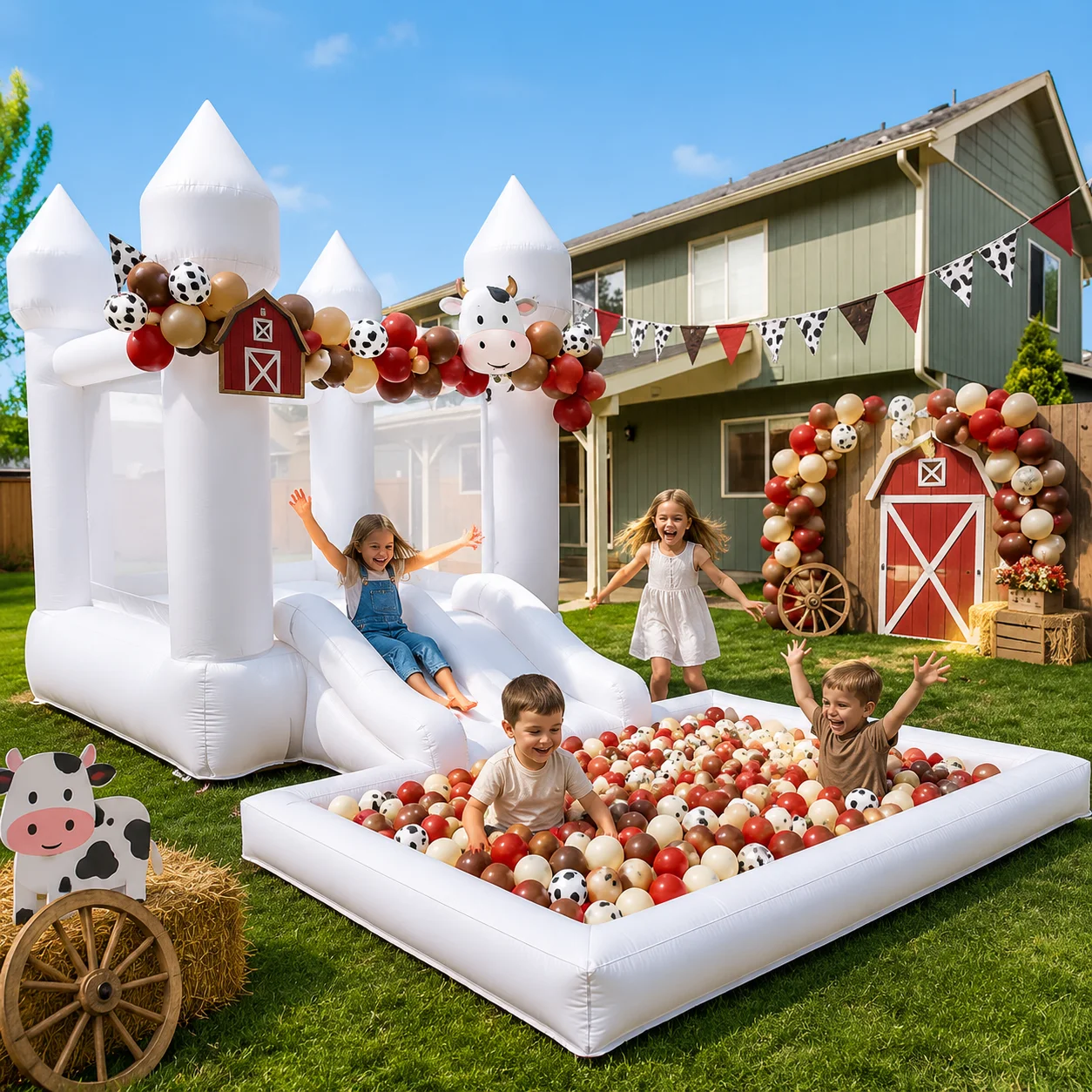 Kids Outdoor Wendy House - Castillo Inflable Oxford Blanco de 12