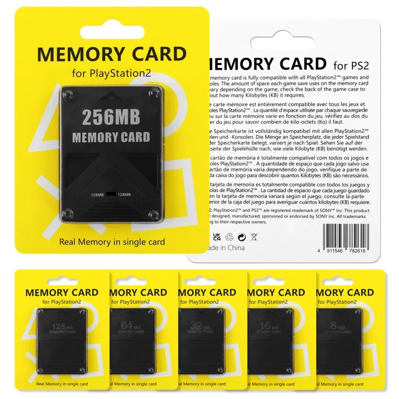 

50PCS For PS2 Memory Card 8MB 16MB 32MB 64MB 128MB PS2 Memory Card for Sony PlayStation2 Store the Game Progress