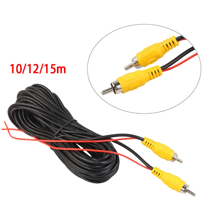 Universal 10/12/15M Video Cable For Car Rear View Camera RCA Meters Wire For Connect Reverse Camera With Car Multimedia Monitor