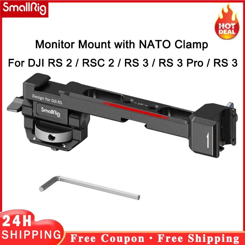 

SmallRig Monitor Holder Mount with NATO Clamp Supports Monitors for DJI RS 2 / RSC 2 / RS 3 / RS 3 Pro / RS 3 mini 3026B