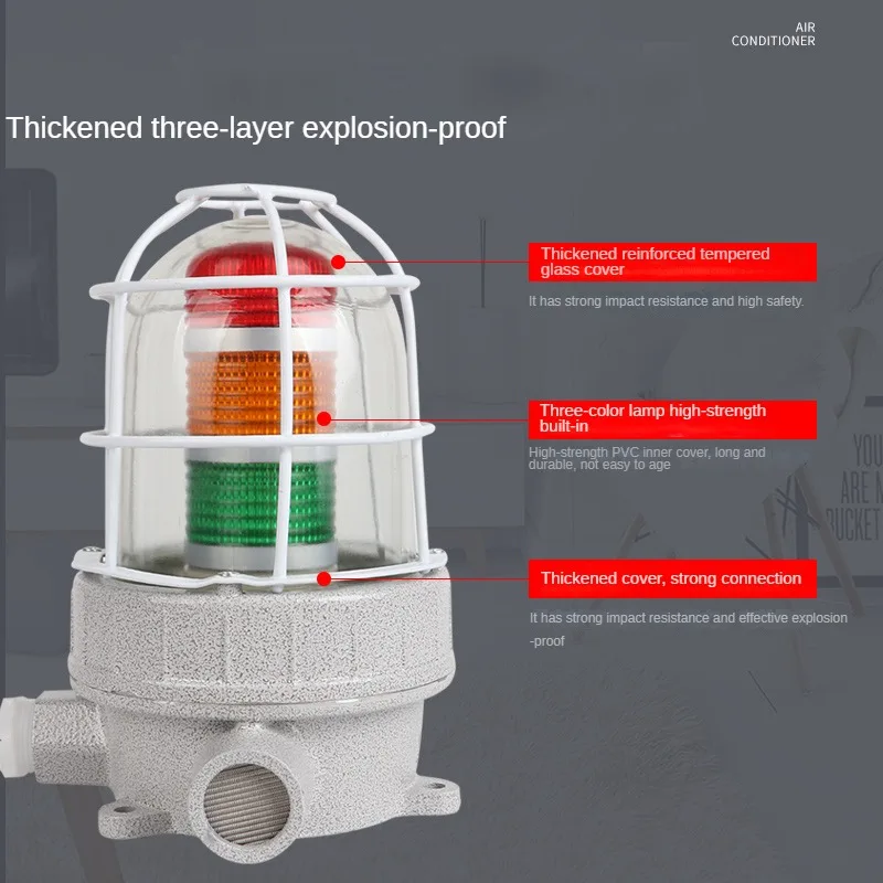 Imagem -03 - Prova Dágua à Prova de Explosão Cores Luz de Advertência Indicadora Lâmpada de Alarme de Campainha Durável para Máquinas Industriais Cnc 24v 220v Ip65 à