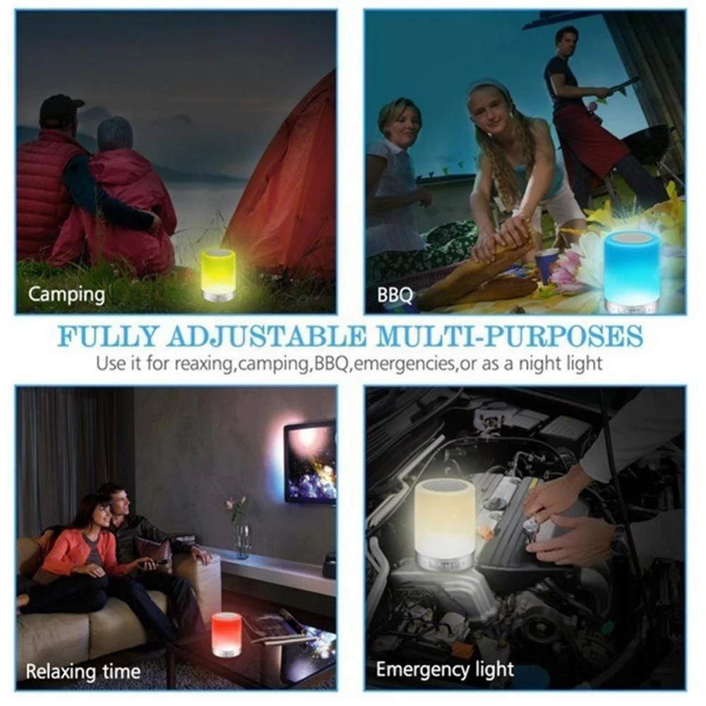 Portable Bluetooth Wireless Speaker Mini Player Touch To Beat Rainbow Light LED Night Light Bedside Table Lamp.