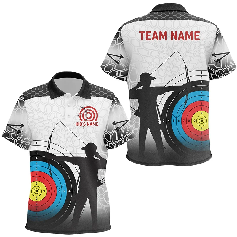 Trend Archery Graphic Polo Shirts For Men Personalized Name Team Name 3D Printed Sports Tops Casual Oversized Team Uniforms