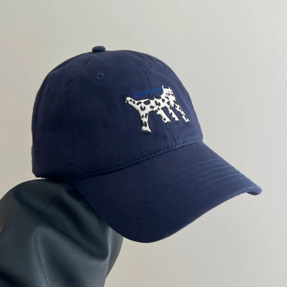 Retro Embroidered Embroidery Baseball Cap Spotted Cat Peaked Cap Letter Baseball Hat Retro Sunscreen Hat Sun Hat Outdoor