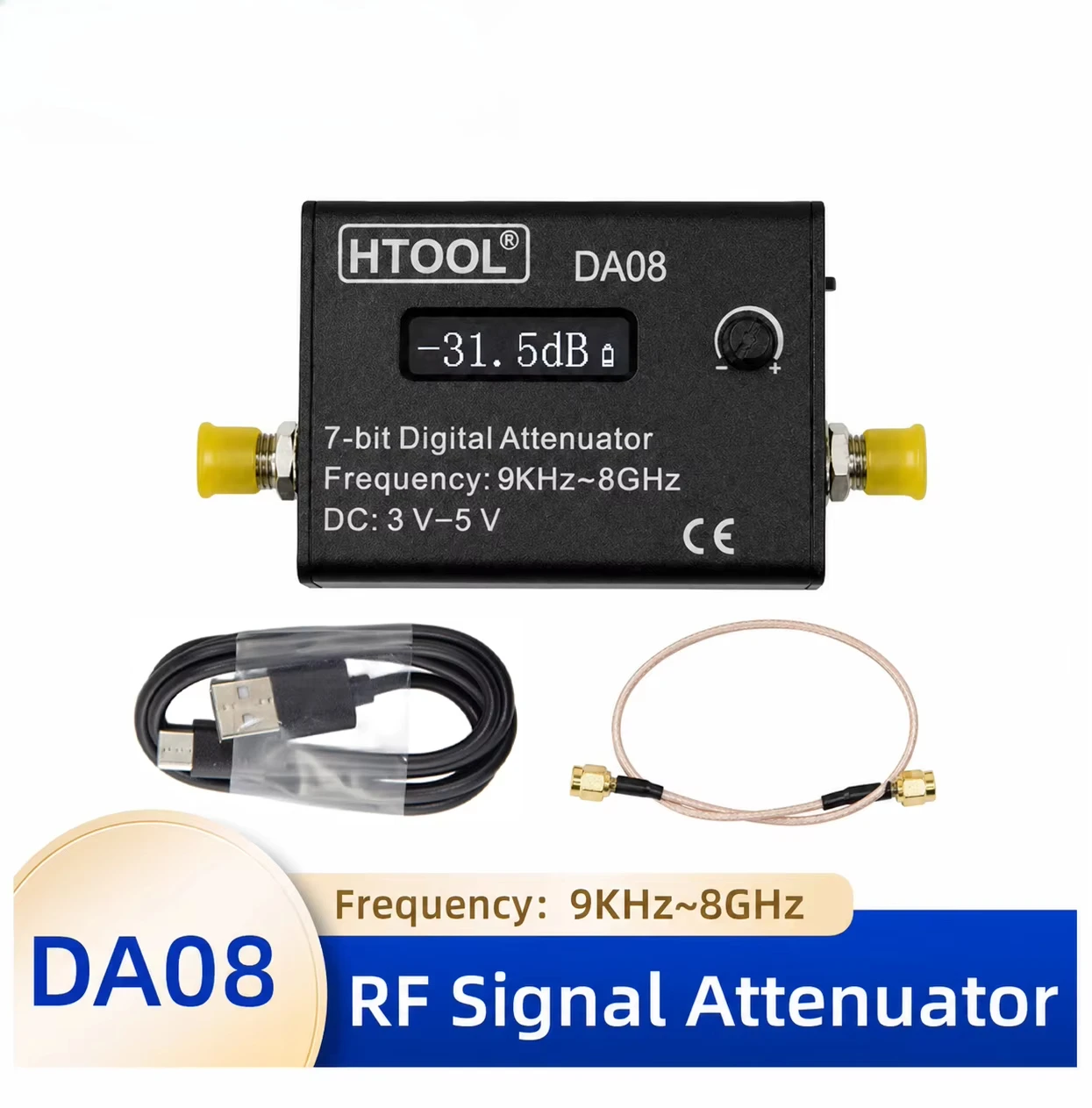 DA08 Adjustable Digital Display Attenuator High-Precision Easy-to-Use RF Signal Chain Debugging for Communication Testing