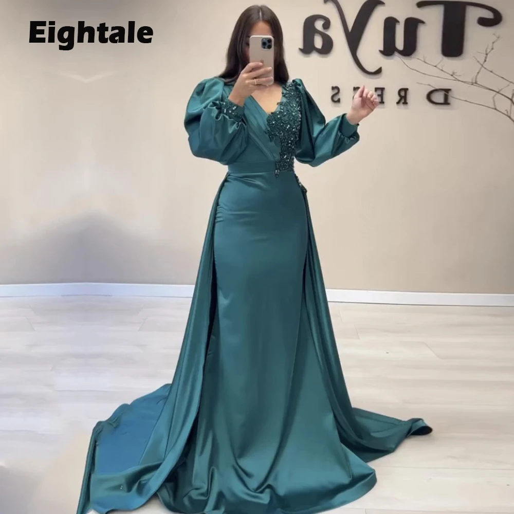 Eightale-Vestidos de Noche árabes para fiesta de boda, un hombro, satén con cuentas, Rosa caliente, Formal, sirena, vestidos de graduación de celebridades