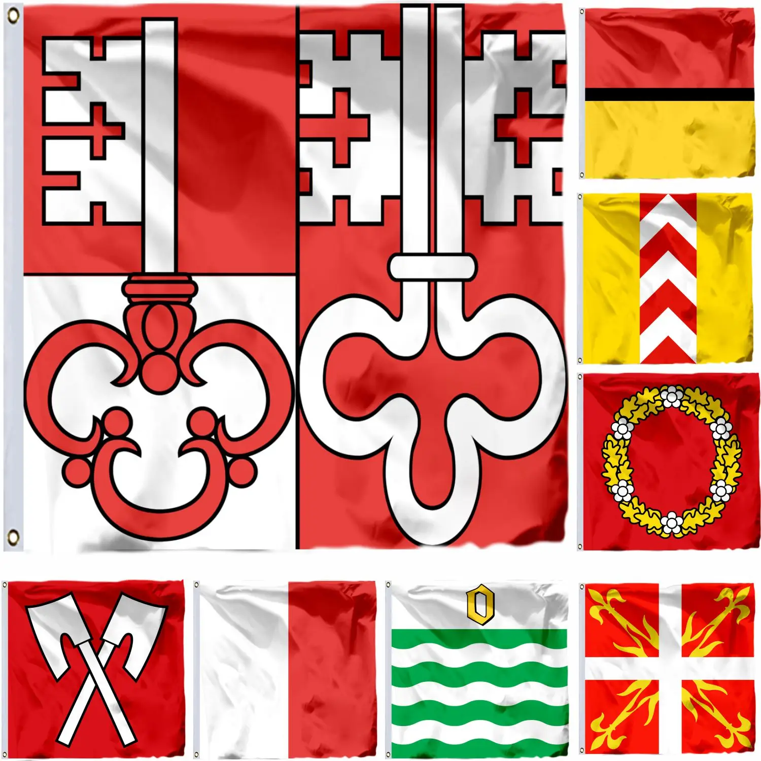 Bandera de Suiza Unterwalden Neuchâtel Antigua y Ginebra 4x4FT Schönengrund of Payerne 120x120cm Banner Llaman Biel Oppens 2x2 pies