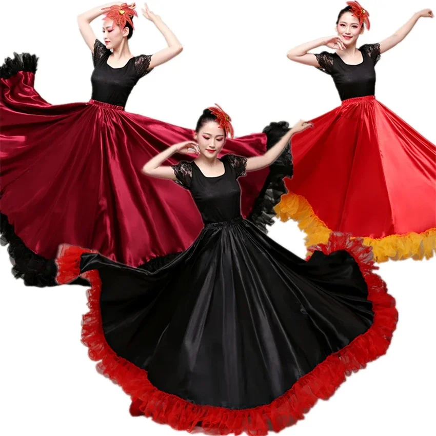 Jupe de flamenco espagnole pour femmes, olympiques de danse, jupe swing gitane, chœur, performance sur scène, tauromachie, Biglégiti