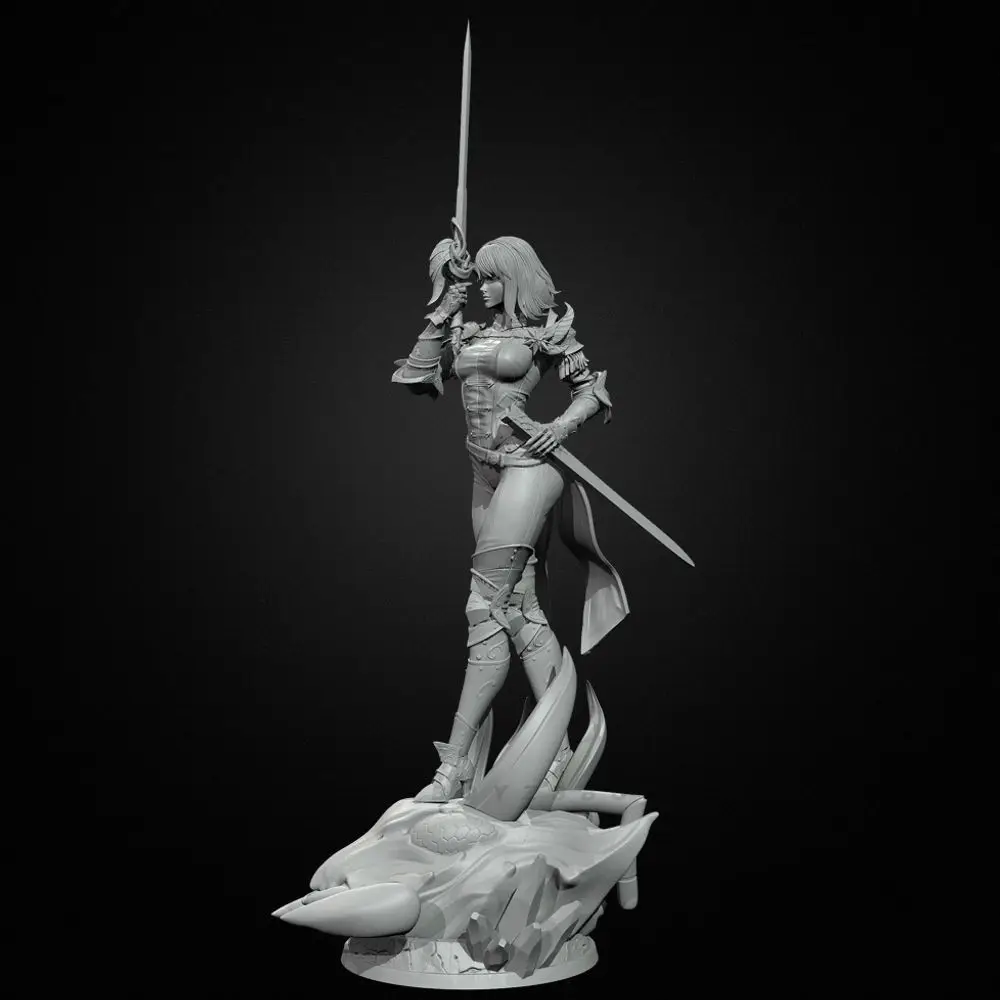 Height 50mm 75mm Bundled Lady Warrior Resin Soldier Model Assembly White Model 3D Printing Unassembled Unpainted Self-assembly