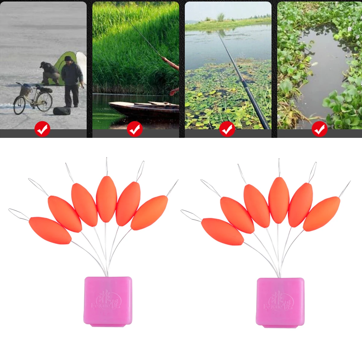 2 قطعة بوبرز الصيد البرتقالي يطفو العوامة تشكيلة الانجراف بوبرز لبحيرة البحر تيار الصيد يطفو مجموعة العوامة بوبر