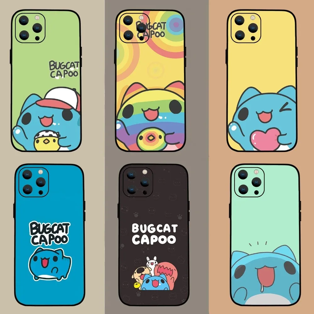 Bugcat Capoo Cute  Phone Case For iPhone Mini 11 12 13 14 15 Pro XS Max X Plus SE XR Shell