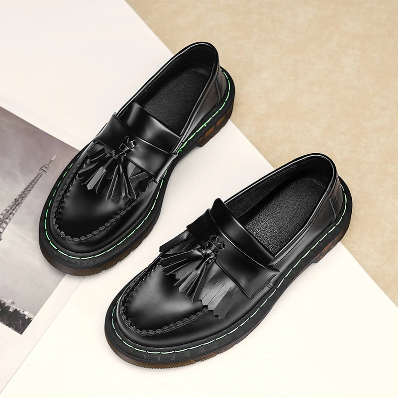 

Мужские туфли с кисточками, модные роскошные оксфорды, британские кожаные туфли, женские слипоны, повседневные лоферы из натуральной кожи, большие размеры