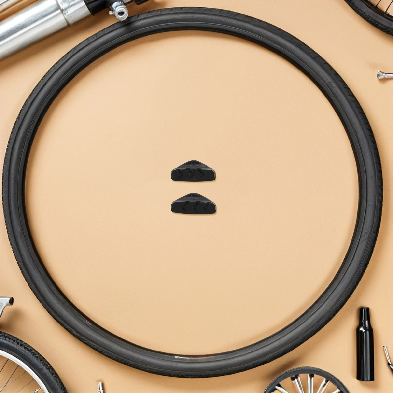 

2Pairs Rubber Brake Pads -Brake Bicycles High Friction Wear Resistant V-Shaped Mud Groove All Conditions Use