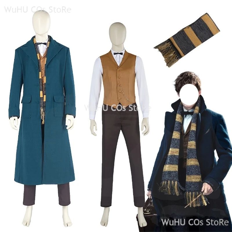Fantastic Beasts And Where To Find Them Cosplay Newt Scamande Cosplay Overcoat Waiscoat Costume Men Halloween Roleplay Full Set
