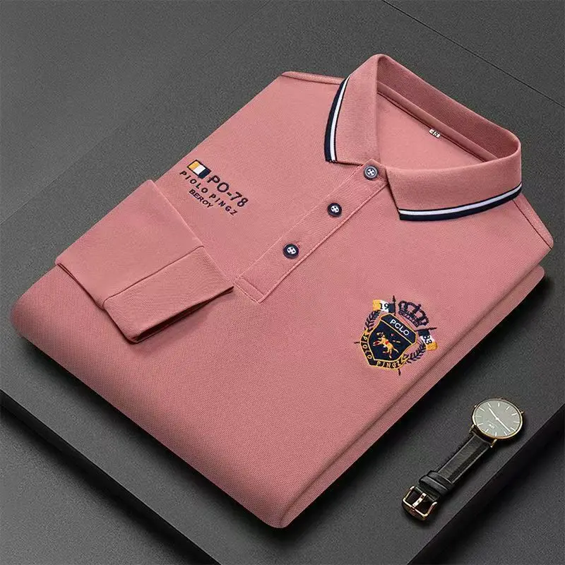 Embroidered Pure Cotton Hot Selling Men's Polo Shirt 2024 New Autumn And Winter Long Sleeved Breathable Casual Slim Fit Top 4xl