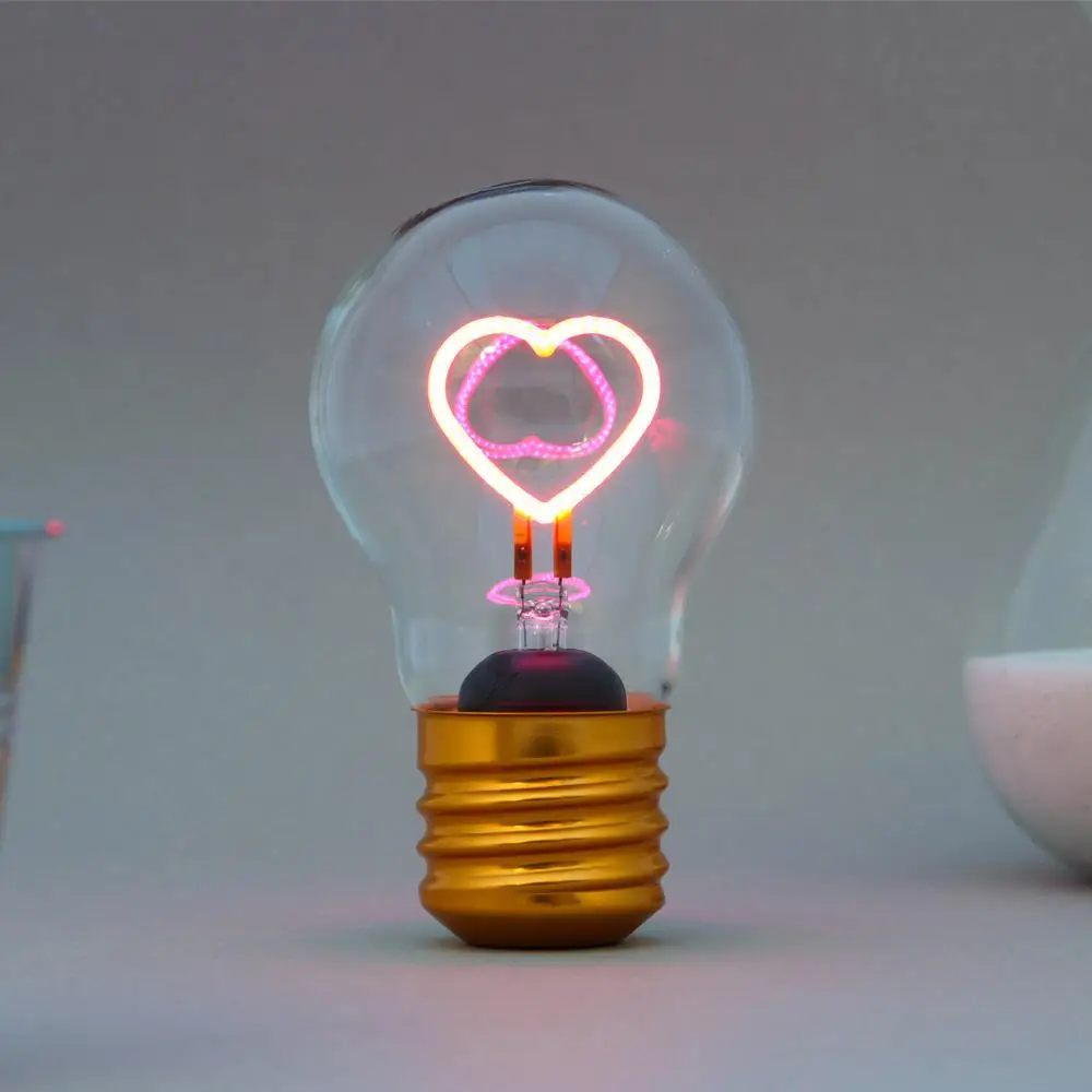 

Heart/Rainbow Shape Edison Bulb Filament Usb 5v Lights E40 Light Bulbs Rechargeable Home Creative Night New Modern Table Lamp