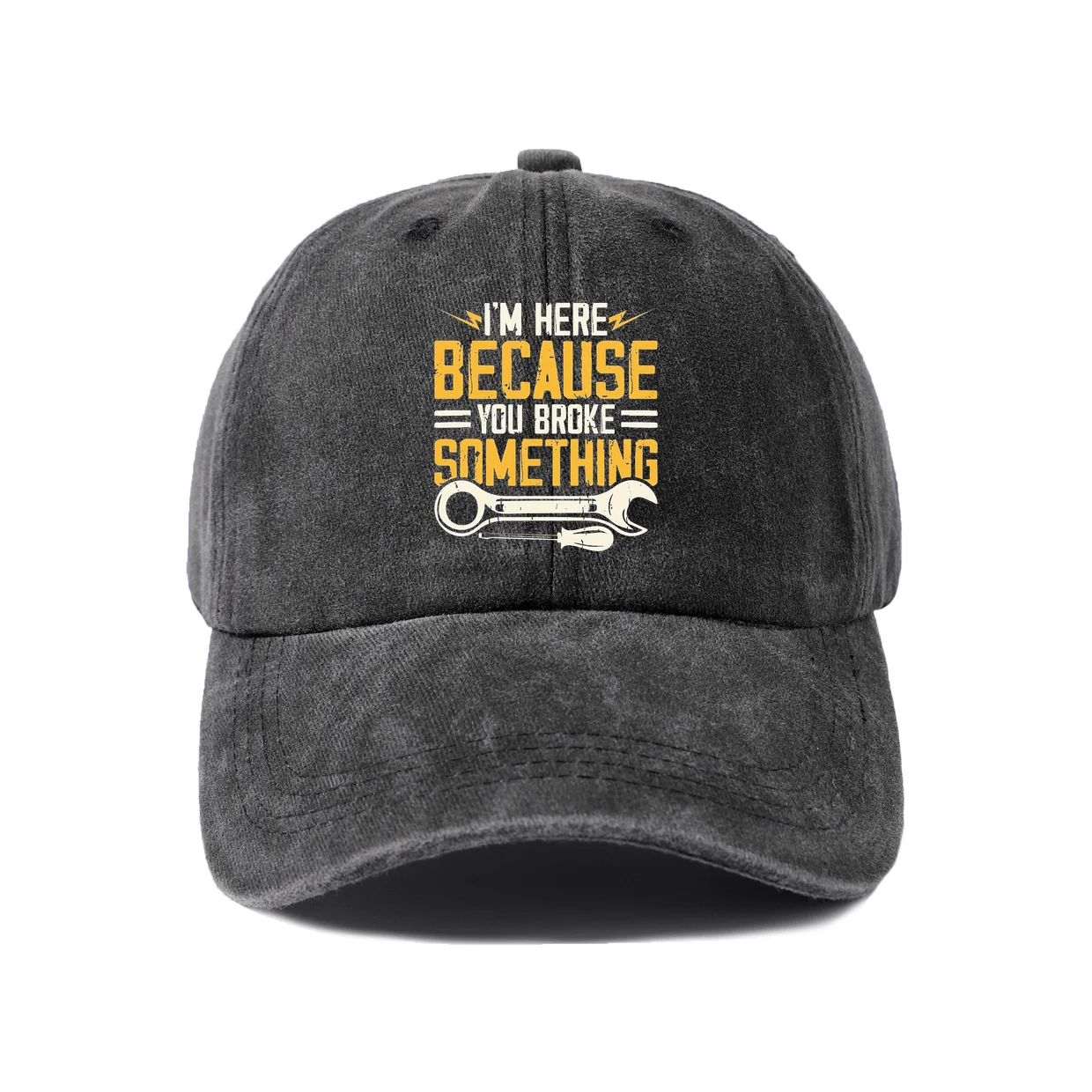 Repair Humor Quote Graphic Baseball Cap, Vintage Washed Adjustable Unisex Dad Hat, Casual Gift