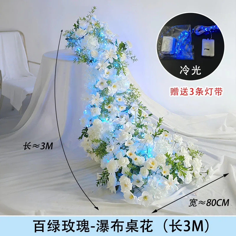 

Luminous waterfall table flower birthday party decoration pink strip floral hotel wedding holiday fake flower simulation flower