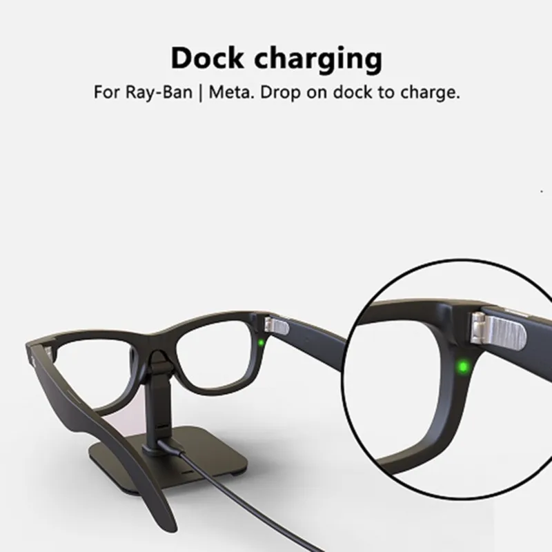 HOUSEHOLD*GOOD For AI Glasses Series Dedicated Charging Base with Dual Charging Type-C Interface Magnetic Suction Fixation