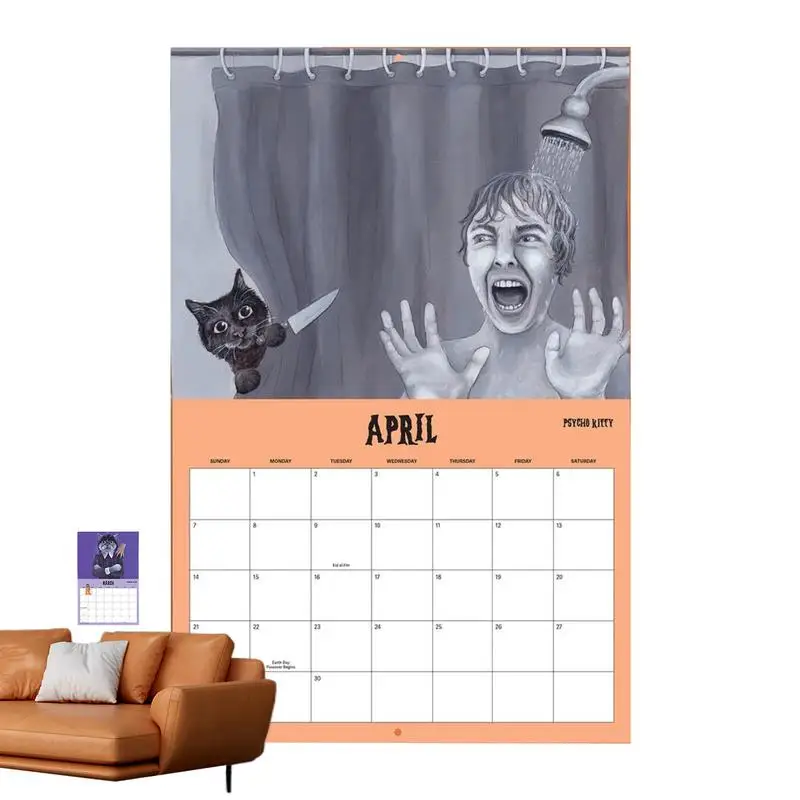 2024 Wall Calendar Scaredy Cats 2024 Monthly Calendar 12 Month Wall Monthly Calendar Hangable Daily Scheduler Flipping