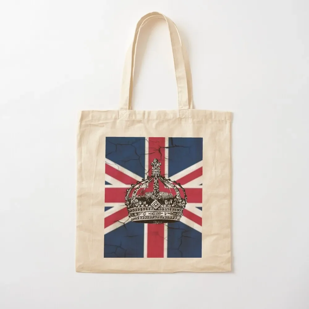 

1980s dark academia British union jack flag jubilee vintage crown Tote Bag Women's bags Canvas Tote Bag