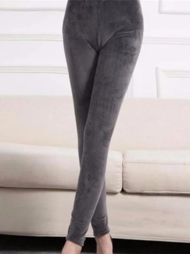 YSDNCHI Double face doux couleur unie hiver épais velours pantalon femmes taille haute Super élastique pantalon décontracté bas Sexy