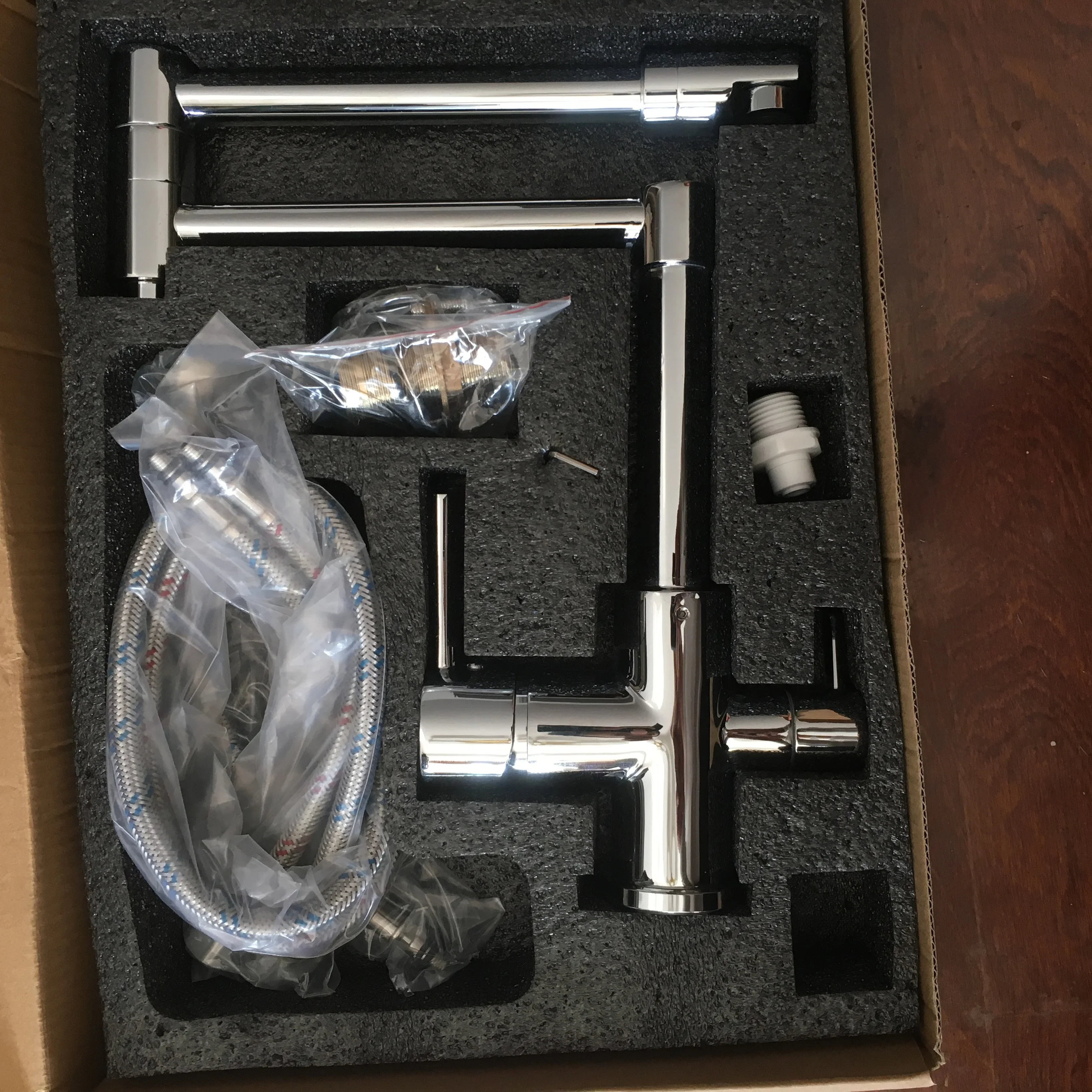 Chrome  Hot Cold Pure Water 3in1 Kitchen Faucet Pure Faucet Drinking Water Mixer Tap Double Water Outlet Faucet Folding Tap
