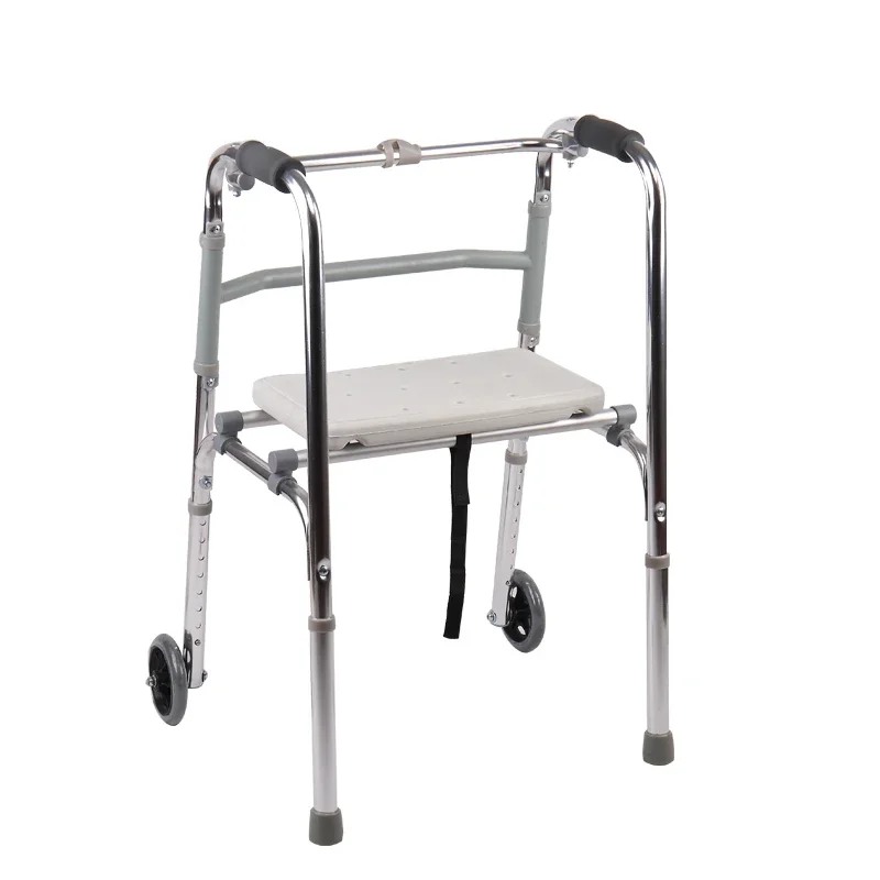 

Foldable rollator walker with seat for elderly and disabled