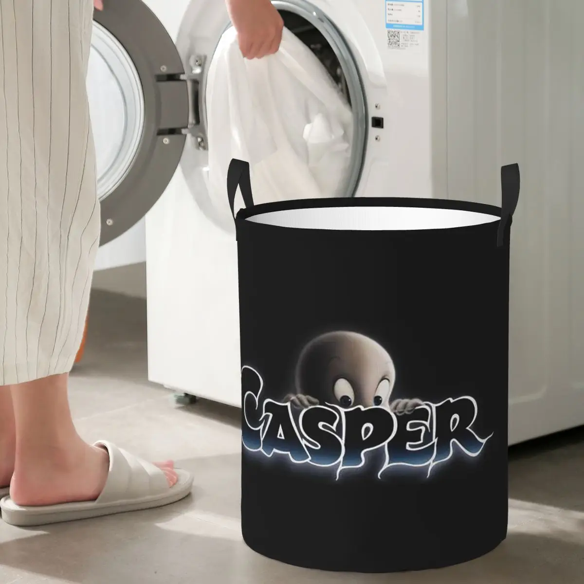 Cestas de lavandería plegables The Friendly Ghost Casper, cesta de almacenamiento de artículos diversos para ropa sucia, cesto organizador para el hogar