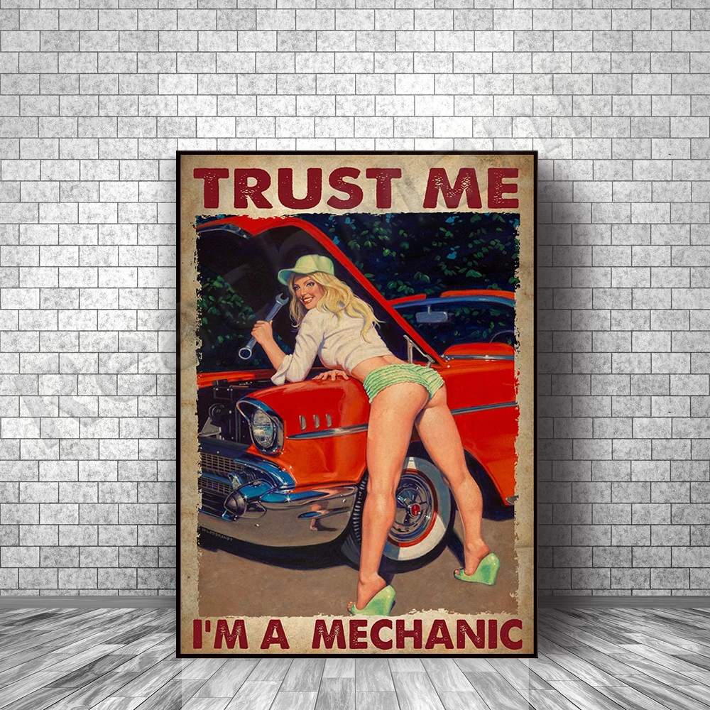 

trust me i am a mechanic poster, mechanical gift, metal wall decor, modern wall clock, mechanical wall art deco canvas gift