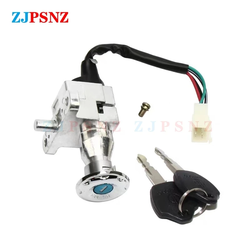 Motorcycle Switch Key Faucet Lock Head Lock Electric Door Lock 4 Wires Motorcycle ATV Scooters Ignition For GY6 CG125 Universal