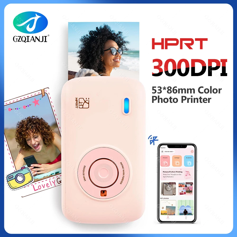 300DPI Mini Color Photo Printer Portable Mini HD Bluetooth Wireless Travel Picture Print Machine Permanent Retention CP2100