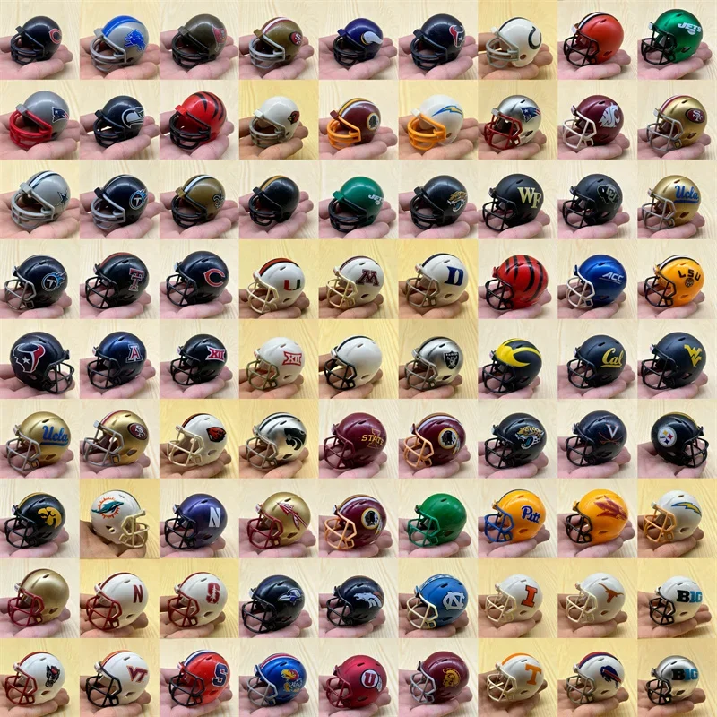 Mini casco de fútbol de bolsillo genuino, modelo de cascos de Rugby, casco de equipo de Rugby americano, juguete para decoración de escritorio, 4/8 Uds.
