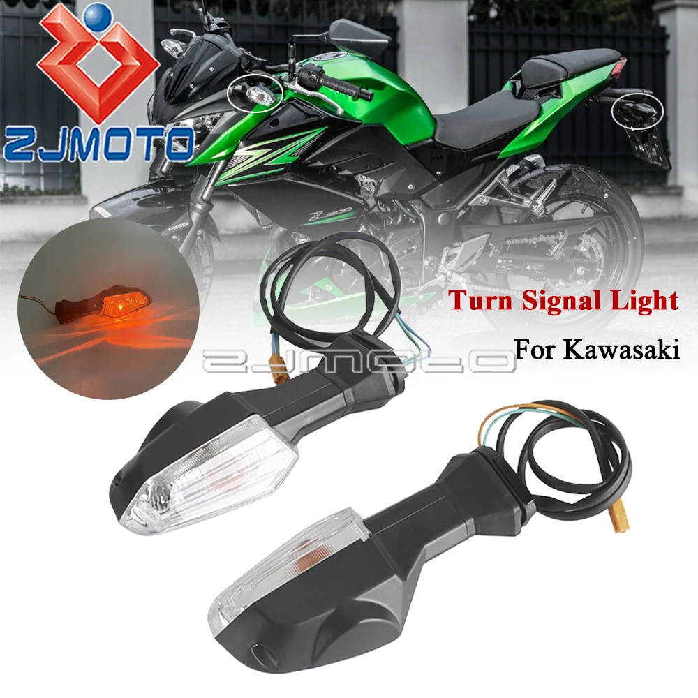 1 Pair Motorcycle Turn Signal Indicators Flasher Lamp For Kawasaki Ninja 300 650 Z800 ER-6F ZX-6R Z 1000 SX Front Blinker Lights