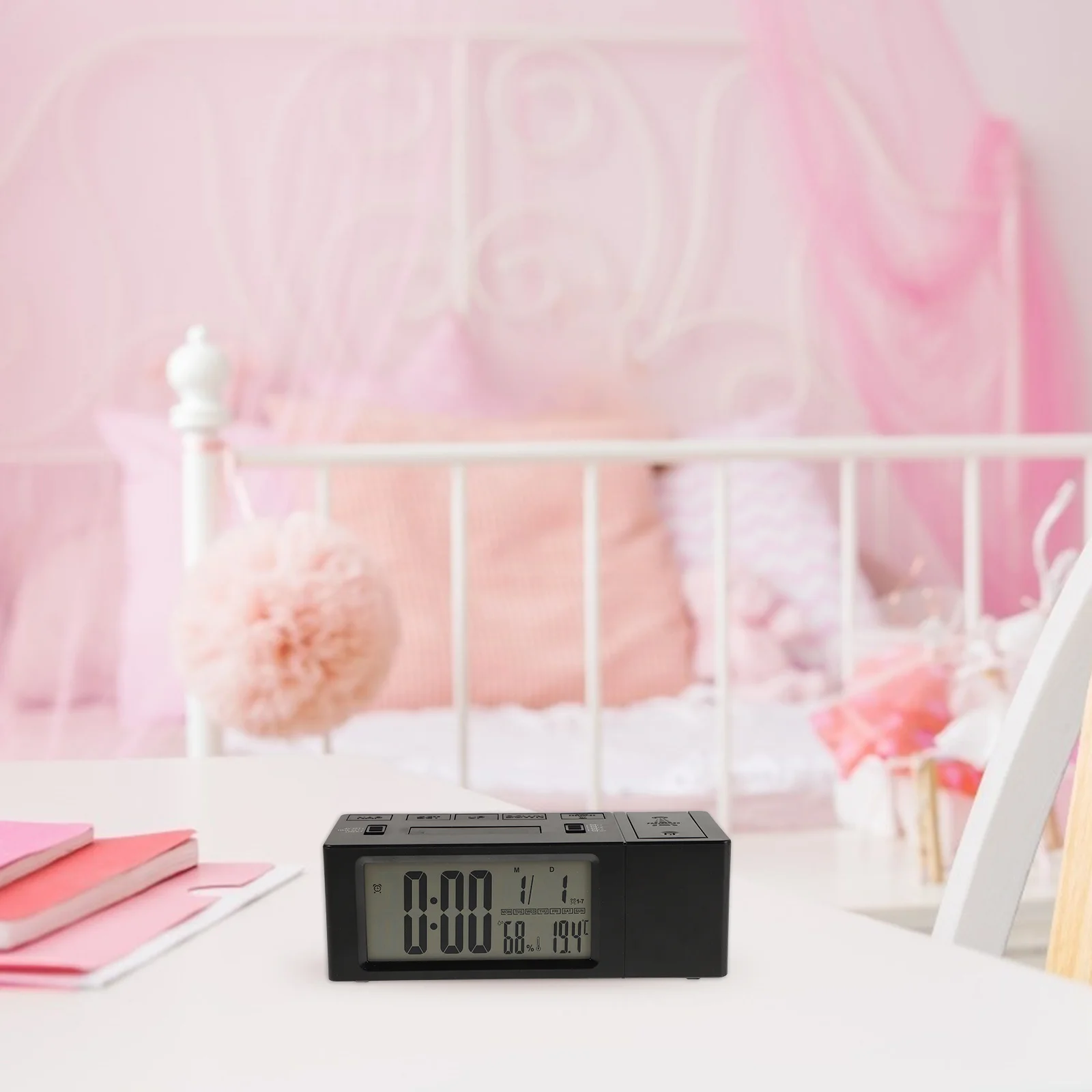 

LED Digital Projector Alarm Clock for Bedroom with Silent Design Dual Alarm and Ceiling Wall Time Projection Easy View in Dark