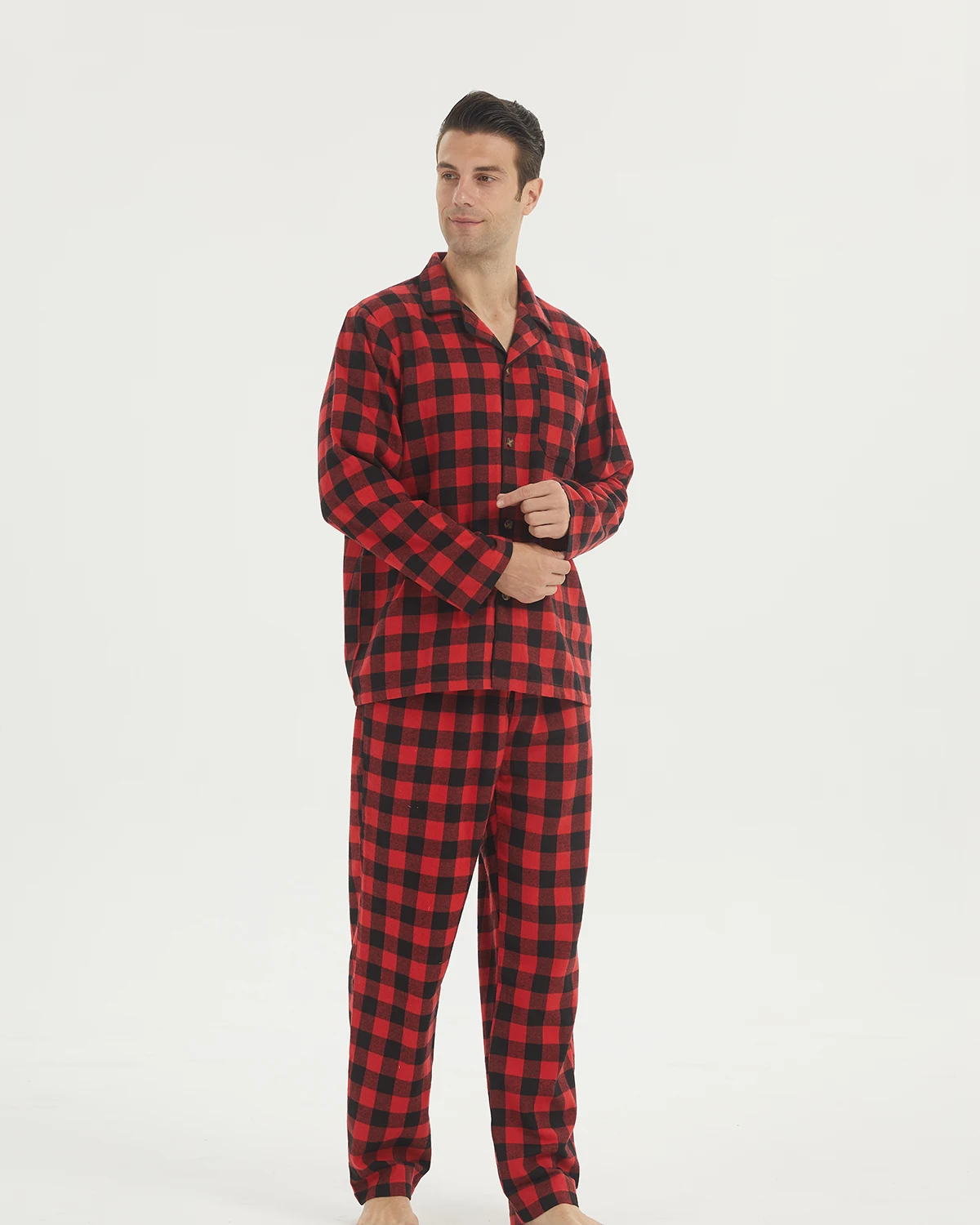 Mens Flannel Pajama Sets Cotton Plaid Pajamas for Men Pjs Set Soft Lounge Sleepwear Pj Pants with Pockets Flannel Shirts