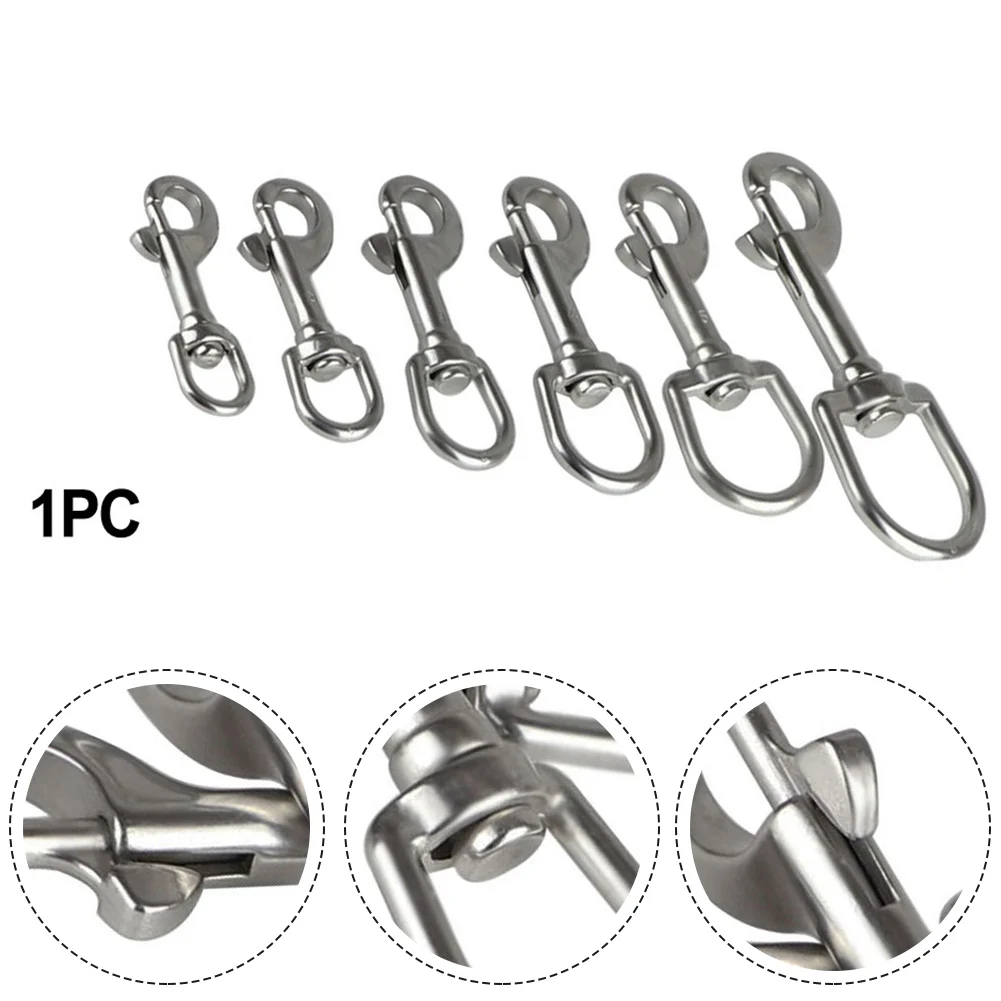 1PC 316 Stainless Steel Swivel Eye Bolt Spring Snap Hook Marine Diving D Ring Snap Hooks With Swivel For Scuba Diving Pet Leash