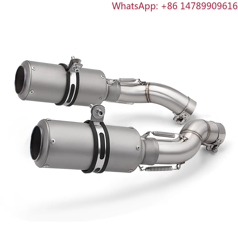 Motorcycle AccessoriesUniversal Motorcycle Exhaust Muffler, 51mm Double Outlet Escape Pipe With DB Killer, Moto For Street Bike