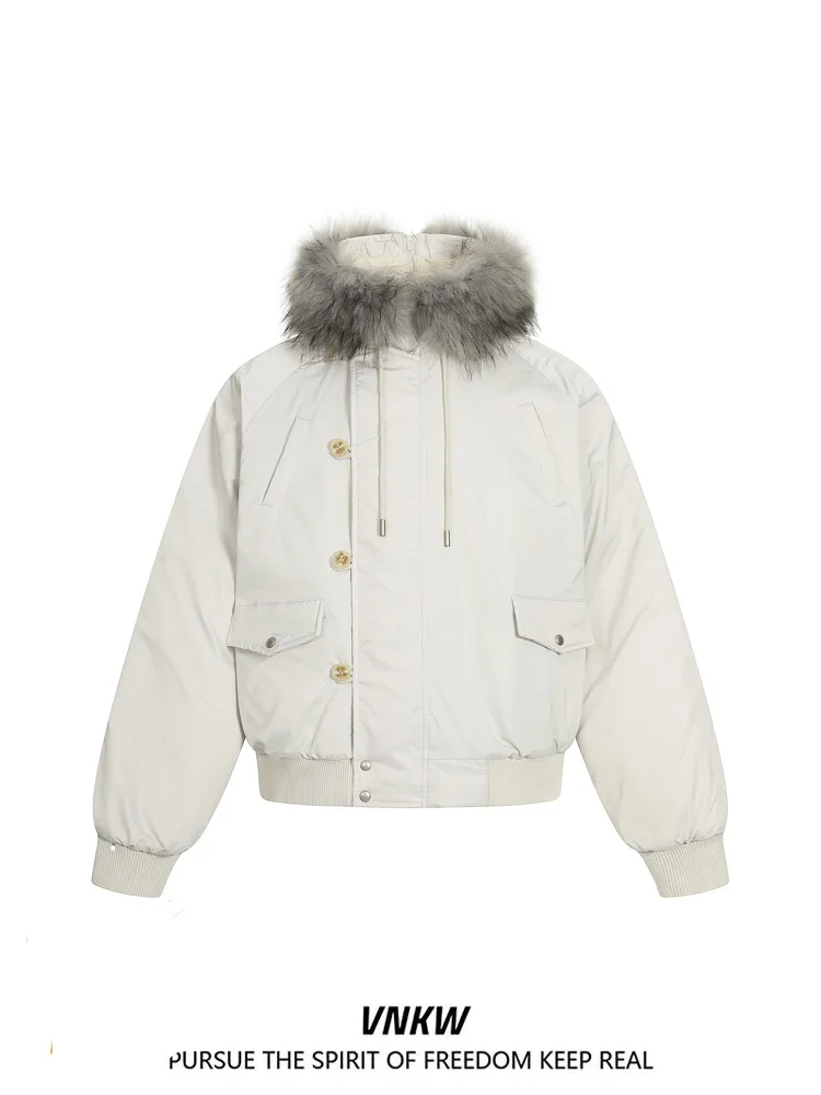 

Утепленная зимняя куртка с капюшоном для пар, из хлопка, в стиле рабочей одежды, с меховым воротником, в американском стиле, повседневная теплая верхняя одежда