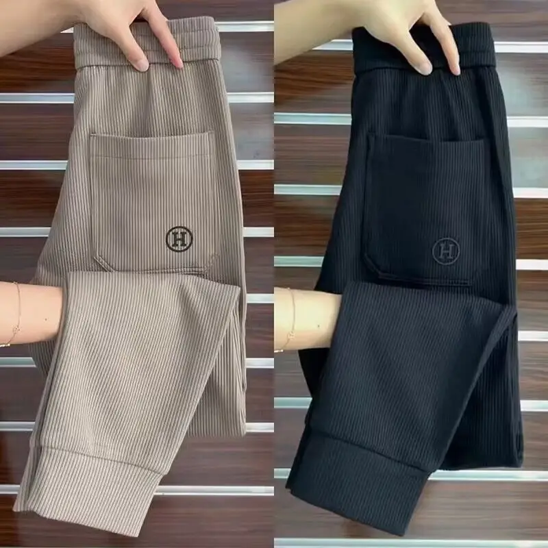 

Corduroy Embroidered Letter Sweatpants Loose Cuffed Long Pants Autumn Spring Sle Casual Youthful Trendy Khaki Straight Leg ...