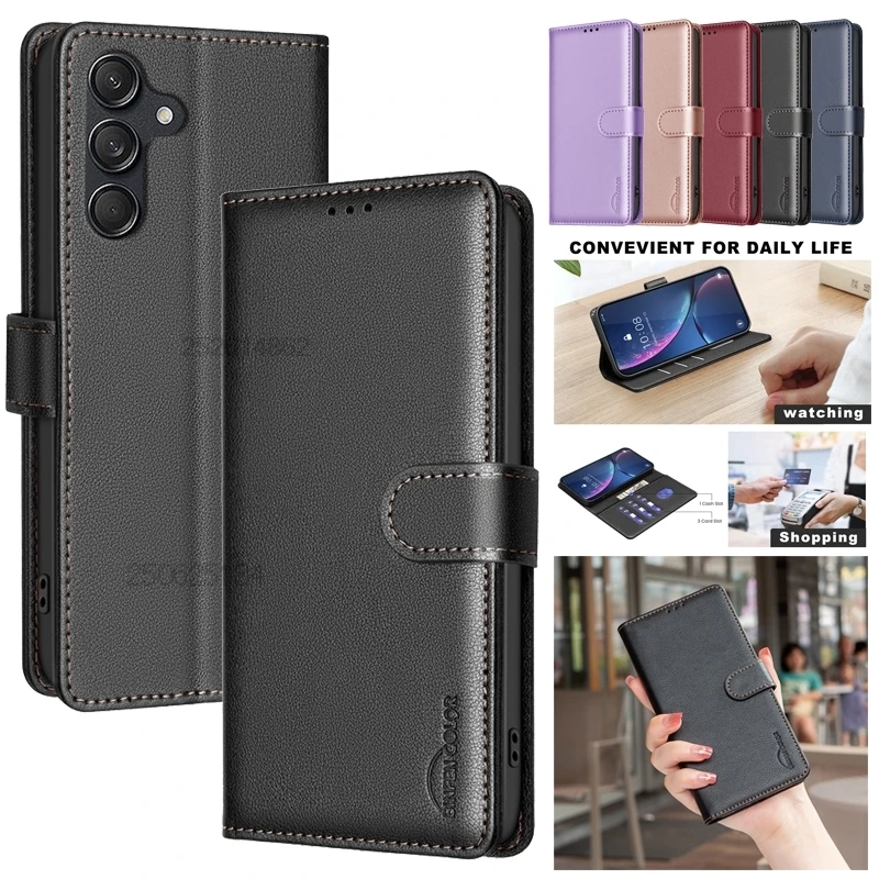 Wallet Flip Anti-theft Case For Samsung Galaxy A34 A24 A14 Lite 4G A54 5G A346E A145F Leather Cover RFID Blocking Protective Bag