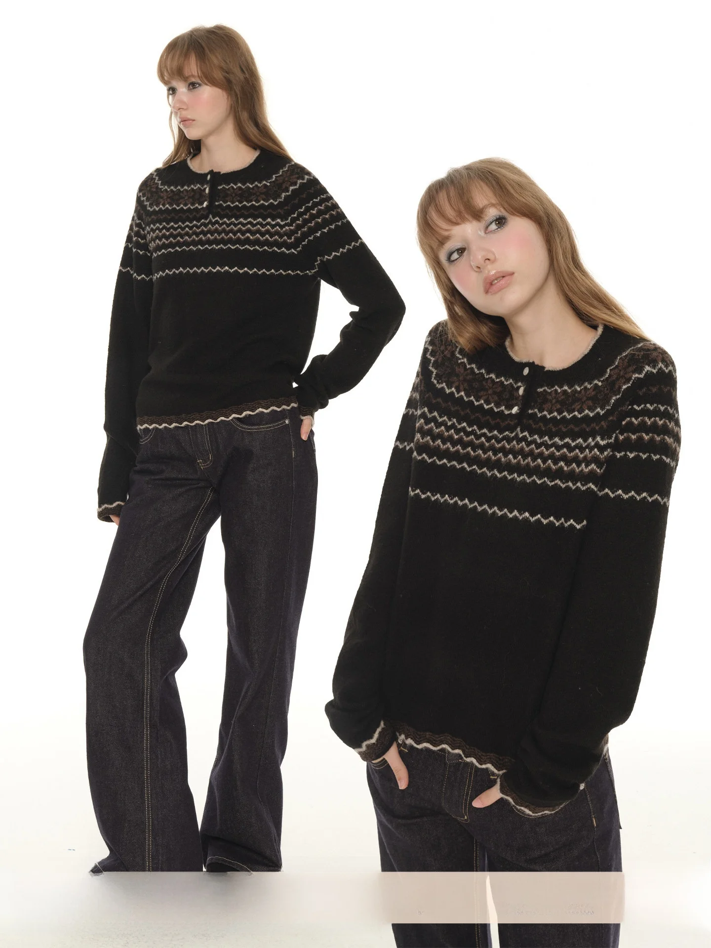 

UNRETRO Women's Wool Blend Knitted Sweater Henry Collar Inner Wear Island Sle Spring Autumn Faion Commute Warm Regular Fit