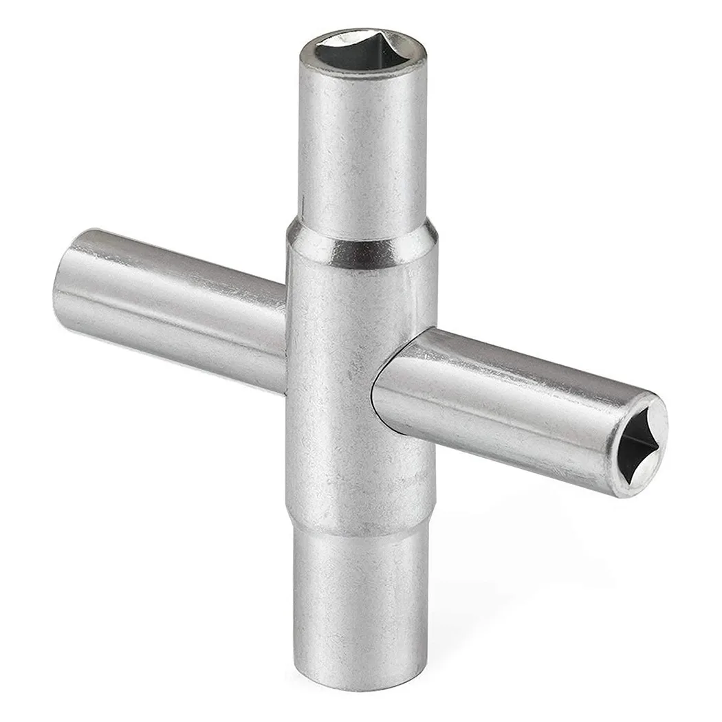 Silver Sillcock Keys Steel Valve 4-way Accessories Bib Fitting For Hose Key Replacement Spigot Practical Silver