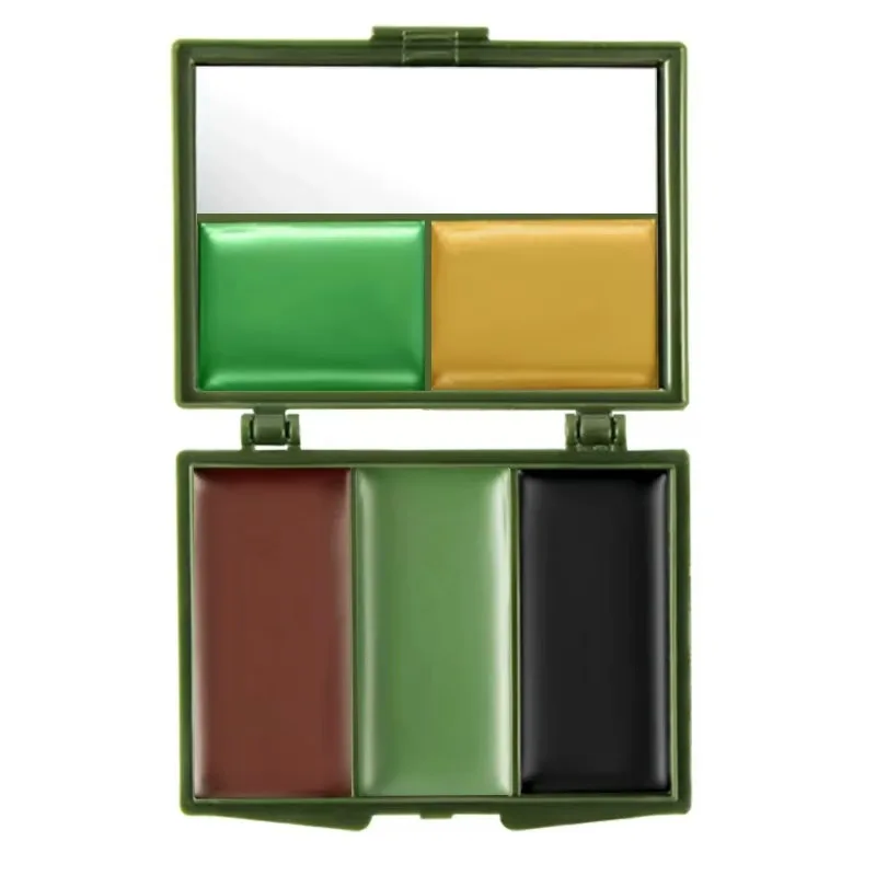 مجموعة طلاء الوجه المموهة بثلاثة ألوان - معدات ميدانية تكتيكية للأماكن الخارجية، زيت مموه حقيقي للتمويه و #5