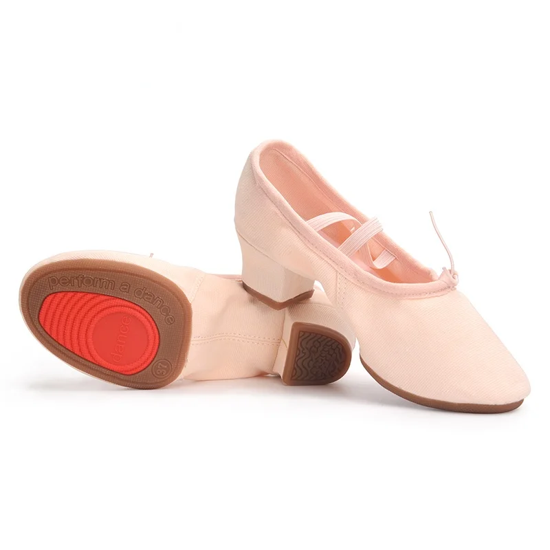 Zapatillas de baile para mujer y niña, zapatos de Ballet, Jazz, Salsa, suela suave, tacones bajos, rosa, Negro, Rojo, Latino