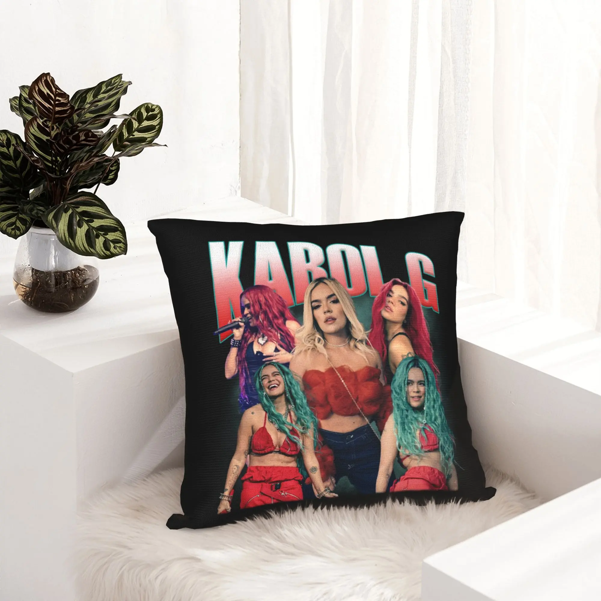 Karol G Pillowcase Printed Polyester Cushion Cover Decor  Pillow Case Cover Home Zipper 40*40cm
