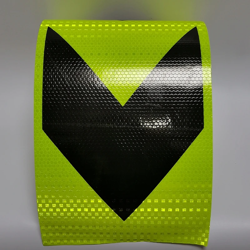 8Inch*17FT Arrow Reflective Tape Decoration Stickers Fluorescent Yellow-Black Car Warning Safety Reflection Film Reflector Strip