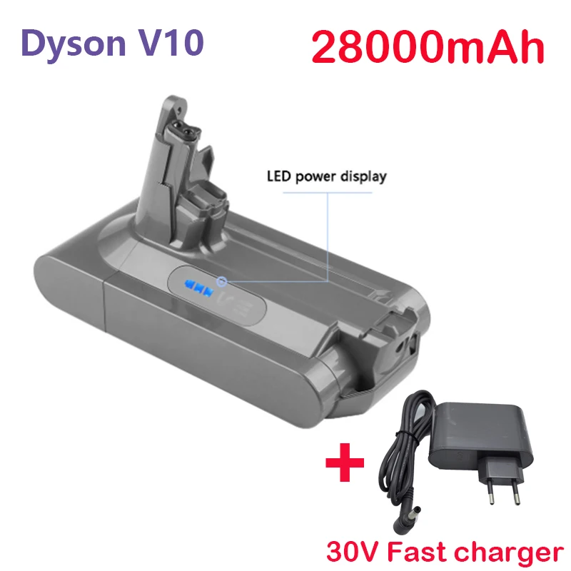 New for Dyson V10  21.6V SV12 SV11 Rechargeable Battery 28000mAh Absolute Replaceable Fluffy Cyclone Vacuum Cleaner +30V Charger