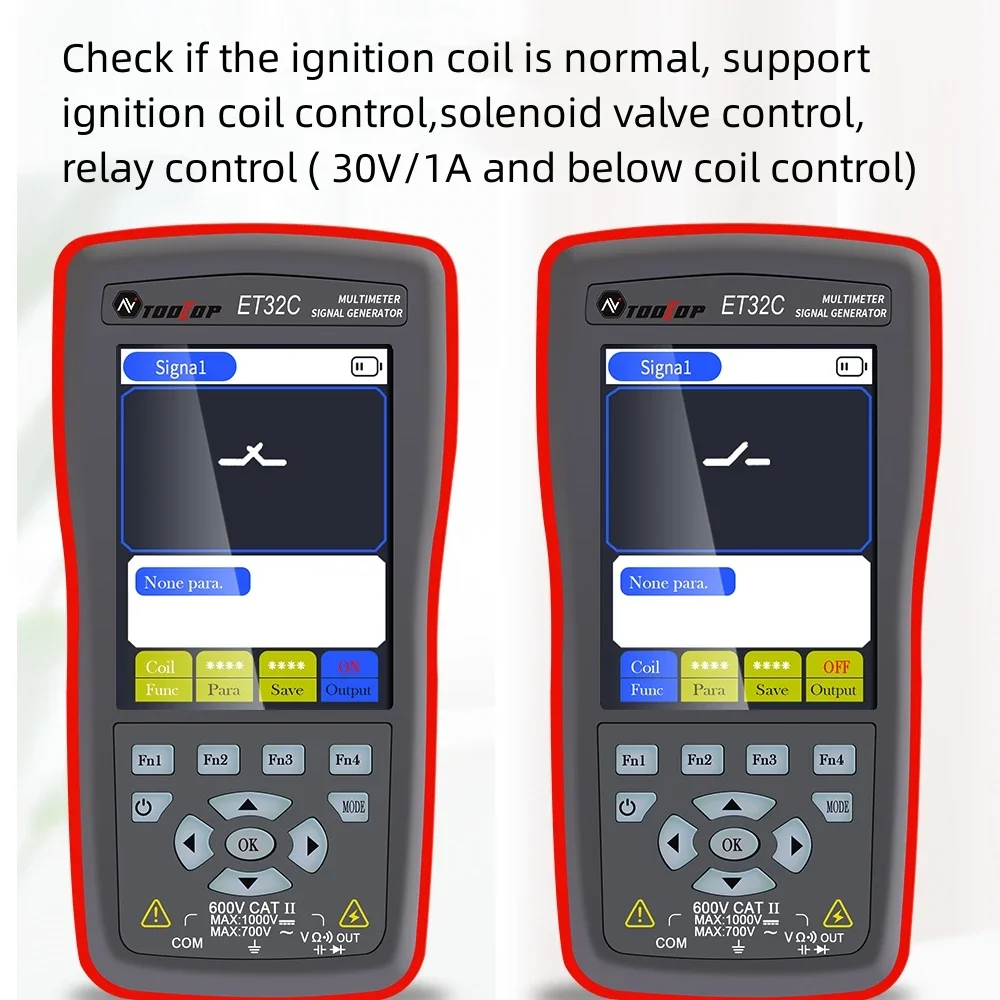 TOOLTOP ET32C Automotive Signal Generator Multimeter Car Signal Simulator Duty Voltage Hz Ohm Capacitor Ignition Coil Test